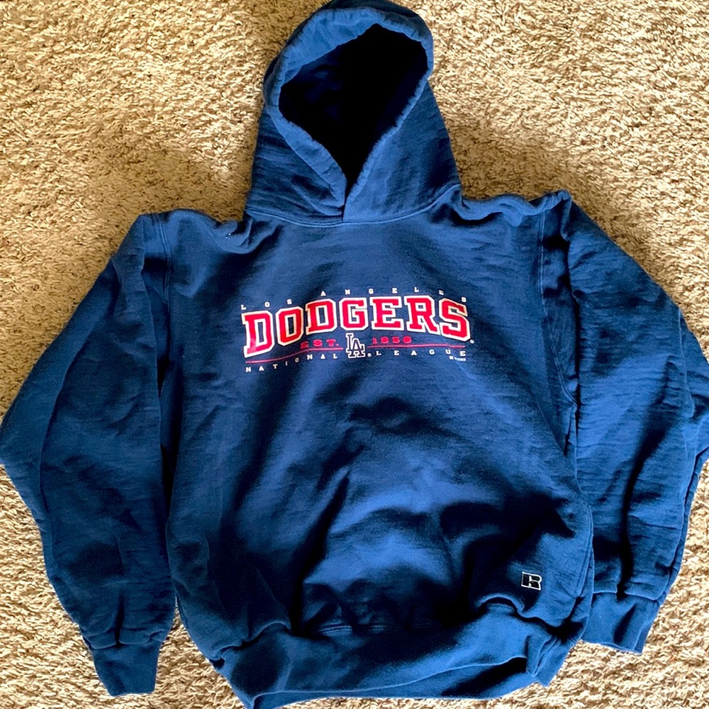 LA Dodgers hoodie sweatshirt.  Russell Athletic Pro Cotton. 92% cotton size L